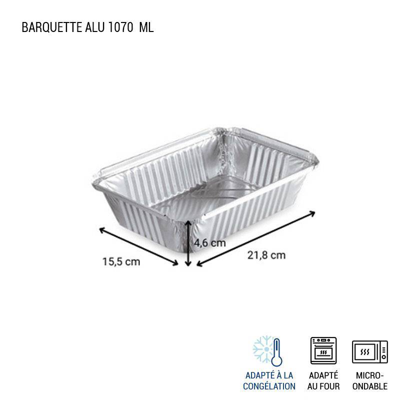 Barquette aluminium rectangulaire avec couvercle 450 ml 14 x 12 x 4 cm - 50  unités